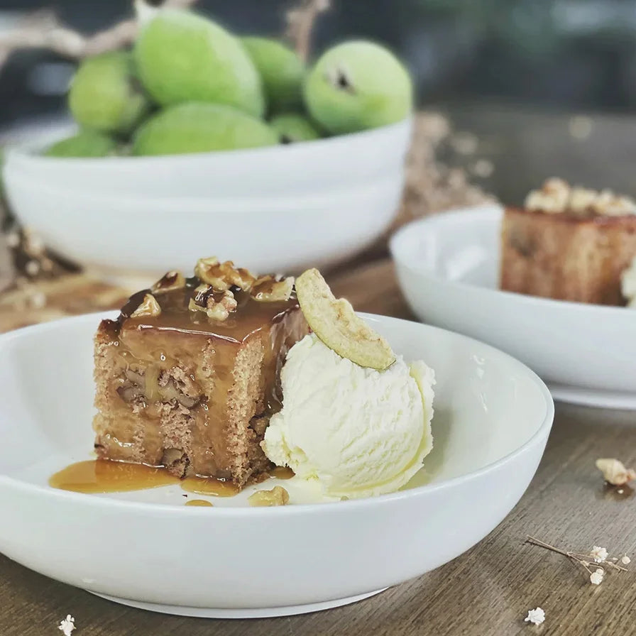 Sticky Feijoa & Walnut Pudding