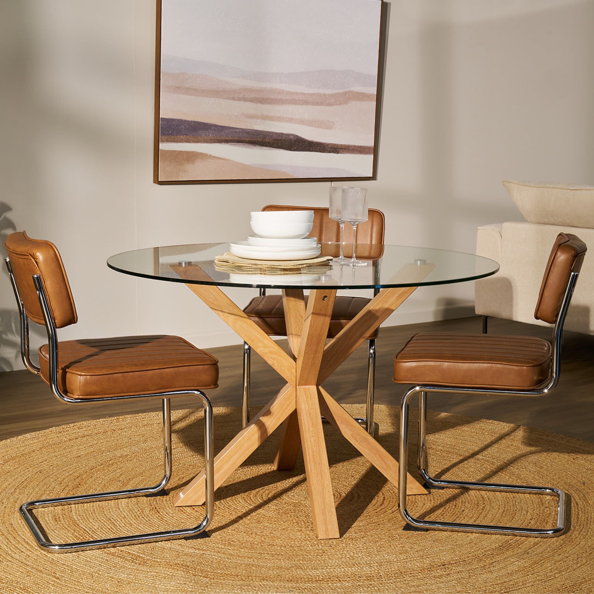 Toughened Glass Homebase Round Glass Dining Table Jumi Round Glass