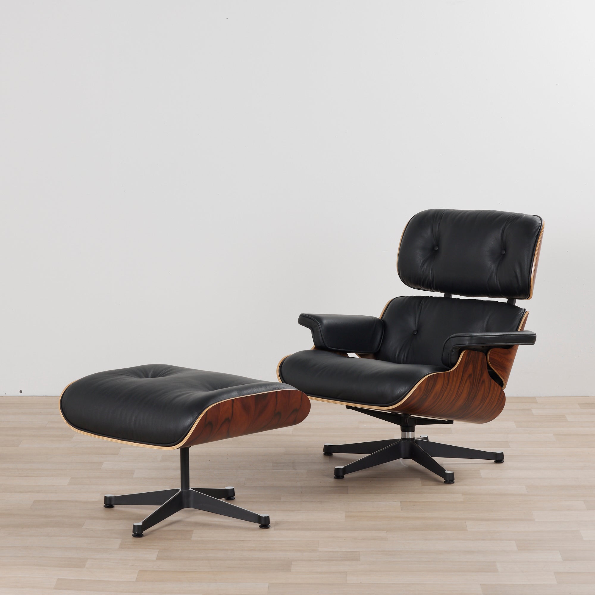 Replica Eames Lounge Ottoman Set Black – nood - Main Image